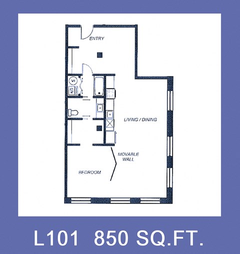 Floor plan for 1 bed, 1 bath, 1090 sqft